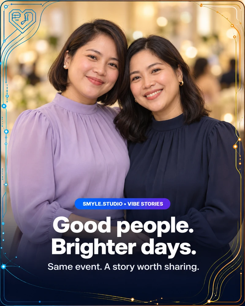 Illustrative English story with two friends: Good people. Brighter days.